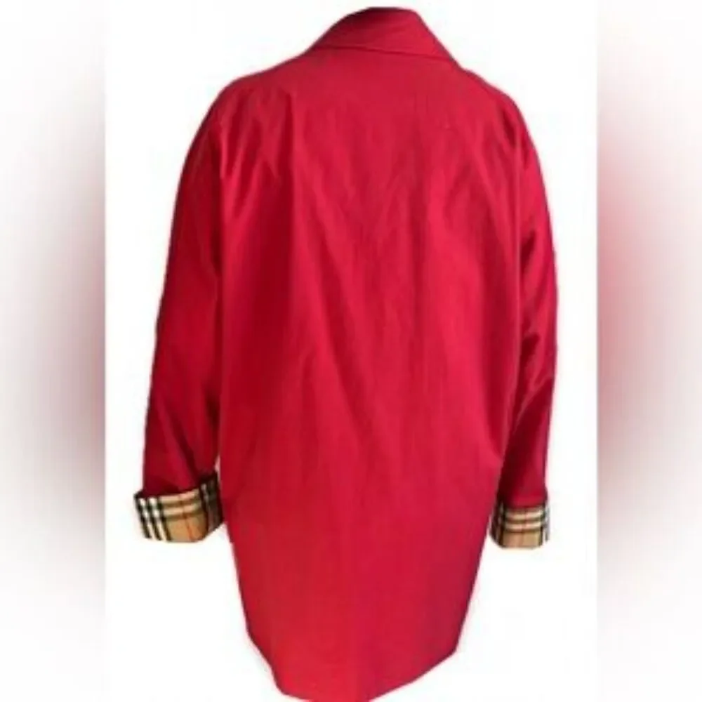 Burberry's of London Vintage Red Trench Coat Nova Check Cuffs Medium - Spring - Picture 2 of 12